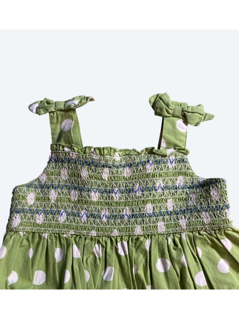 Laura Ashley Green Polka Dot Smocked Dress With Bloomers 24M - Picture 6 of 9